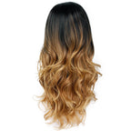 European and American wig female black gradient gold