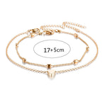 Double-layered anklet Retro beach ball chain heart-shaped anklet