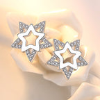 Women's Fashion Refined Rhinestone Double Star Ear Rings