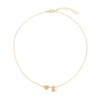 Peach Heart Shaped Letter Necklace Clavicle Chain Necklace