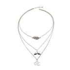 Multilayer Necklace Elephant Moon Feather Fishtail Necklace