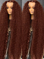 Reddish Brown Lace Frontal Curly Wig