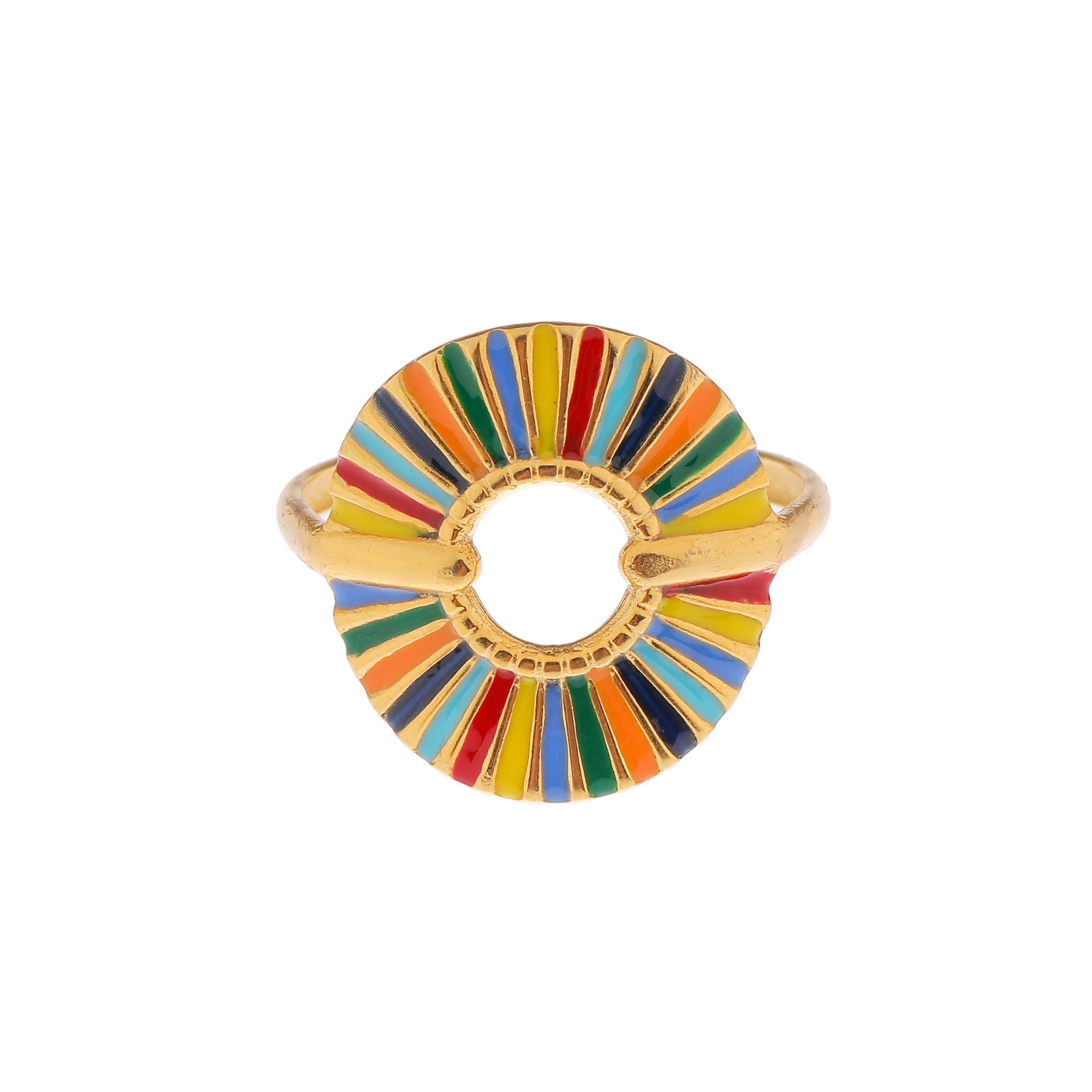 Colorful Oil Necklace Hollow Line Dot Love Heart Adjustable Ring Women