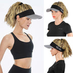 Wig Hat Integrated Women's Fashion Ponytail Wool Fiber Hair Houndstooth Cap Baseball Hat Wig